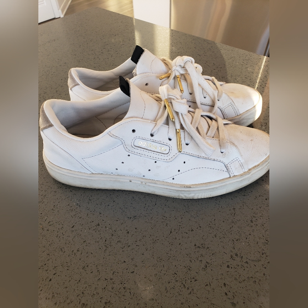 Adidas Women White and Gold Sneakers Size 7